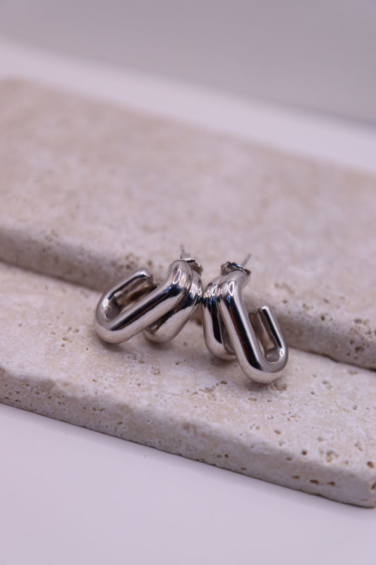 Silver J-Hoop Earrings